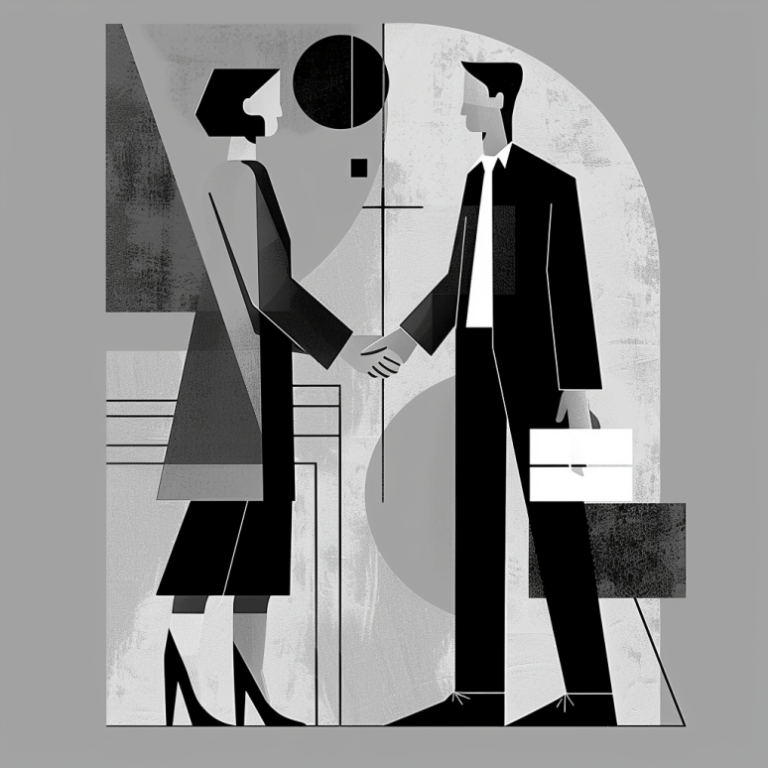 Business people shaking hands and introducing one another