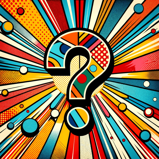A question mark blasting out from the center of a bold and colorful background.