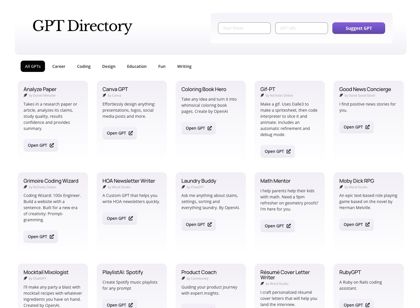 GPT Directory | Find Custom GPTs