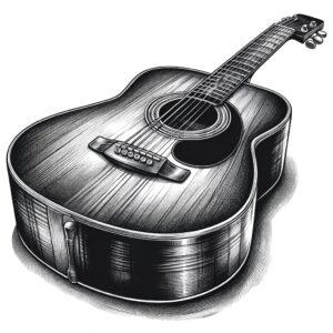 Hand-drawn guitar on white background