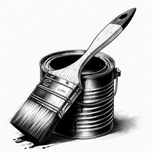 Hand-drawn paint can on white background