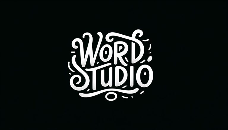 "Word Studio" drawn in a hand lettering style