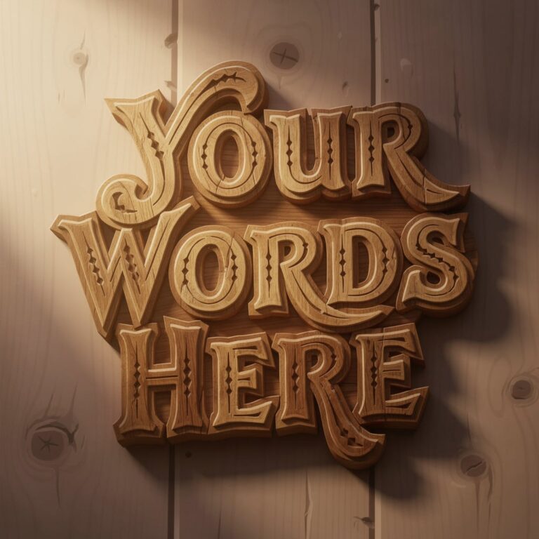 Your Words Here in wood lettering