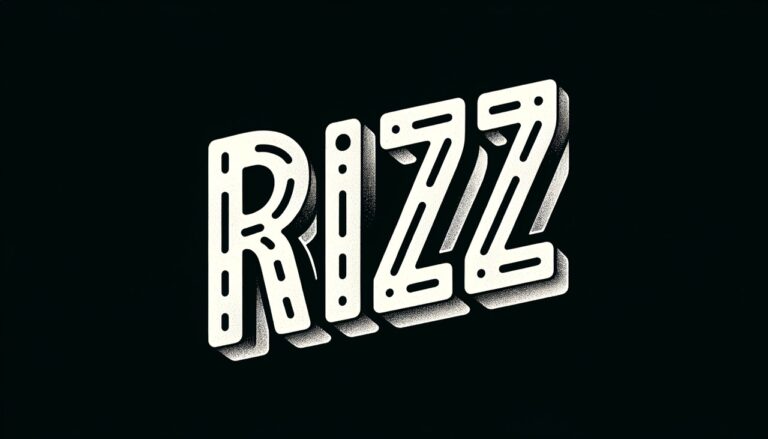 "Rizz" text rendered in a woodcut style