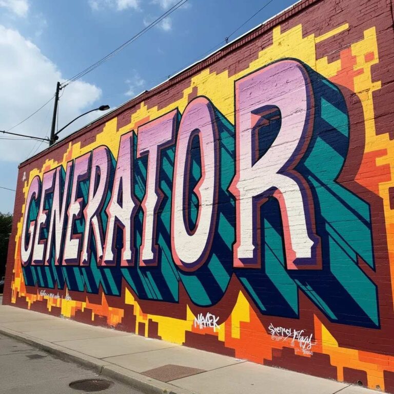 The word "Generator" written as a mural on a wall