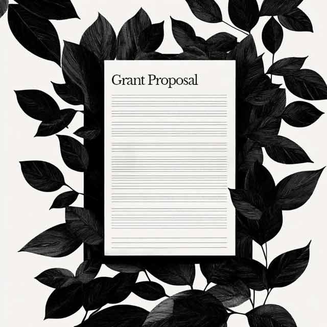 Grant Proposal surrounded by leaves