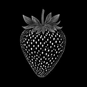 Illustration of a strawberry on black background