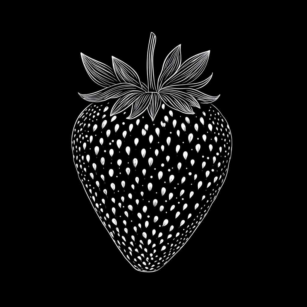 Illustration of a strawberry on black background