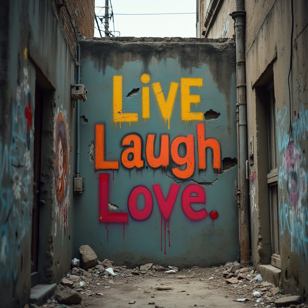 Live Laugh Love in Street Art Form