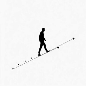 A person walking up a line chart representing their personal brand following. The image represents a personal brand strategy generator.