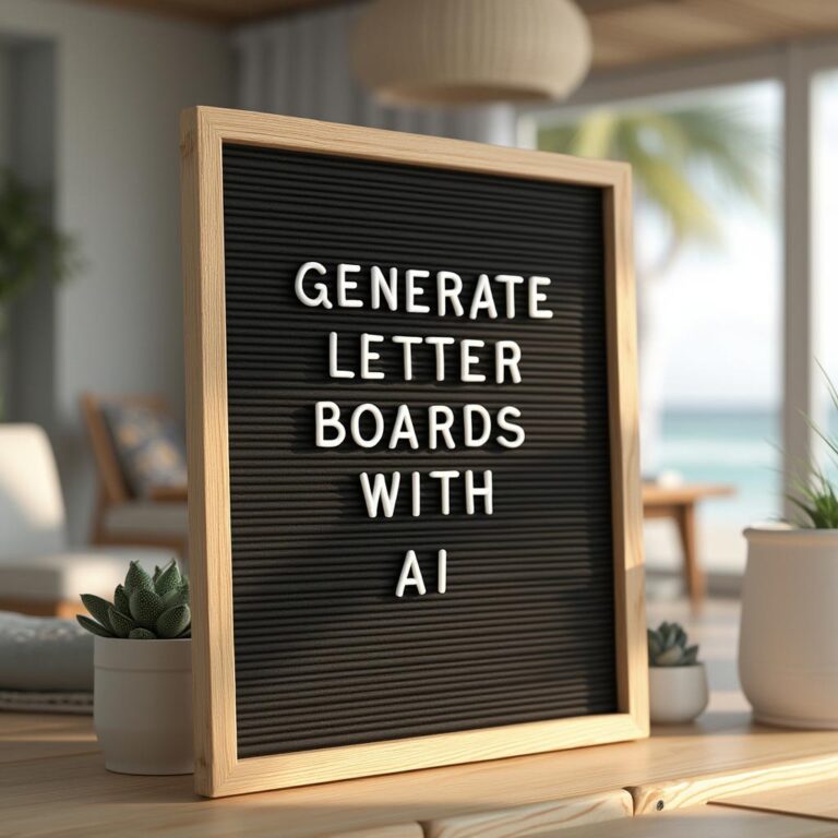 A letter board with "Generate Letter Boards with AI" written in removable letters