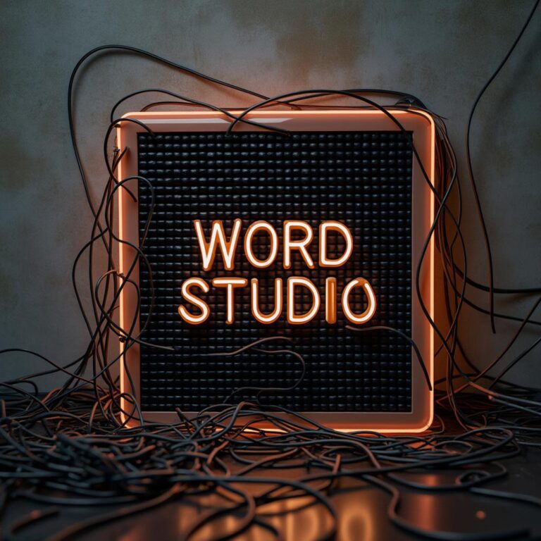 Digital letter board with "WordStudio" written on it