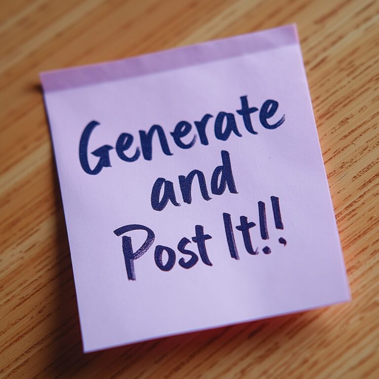 Purple post-it note with the words "Generate and Post It!" written on the note.