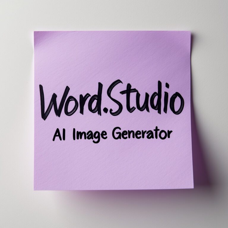 Purple post-it note with Word.Studio AI Image Generator written on it.