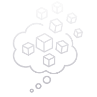 Thought bubble with cubes emanating