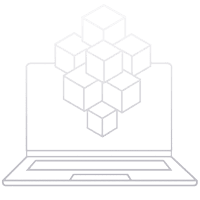 A laptop computer with organized cubes rising