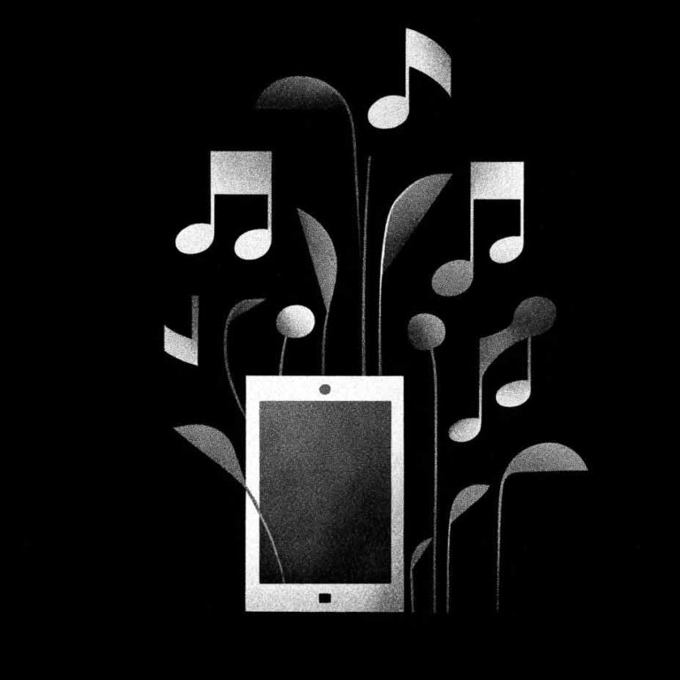 Tablet computer with music notes