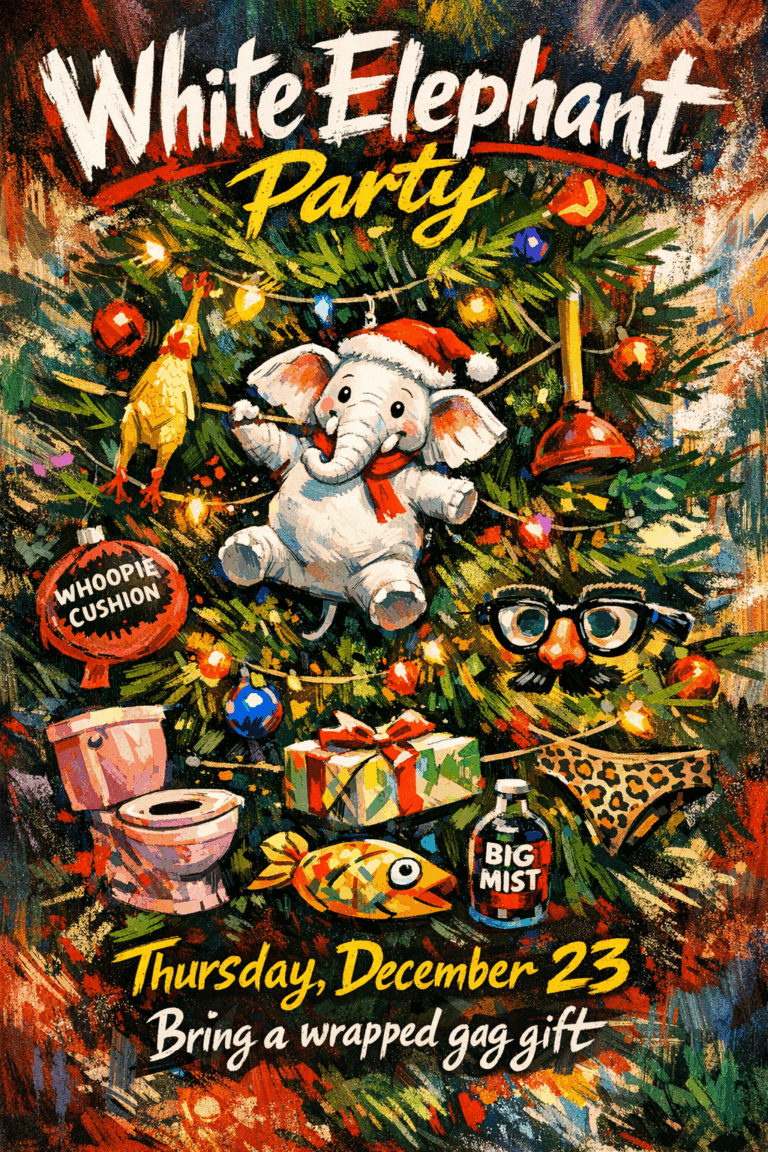 White Elephant Party Invitation