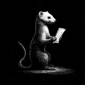 A Weasel holding a paper