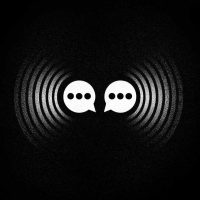 Speech bubbles and sound waves representing a word rhyme finder.